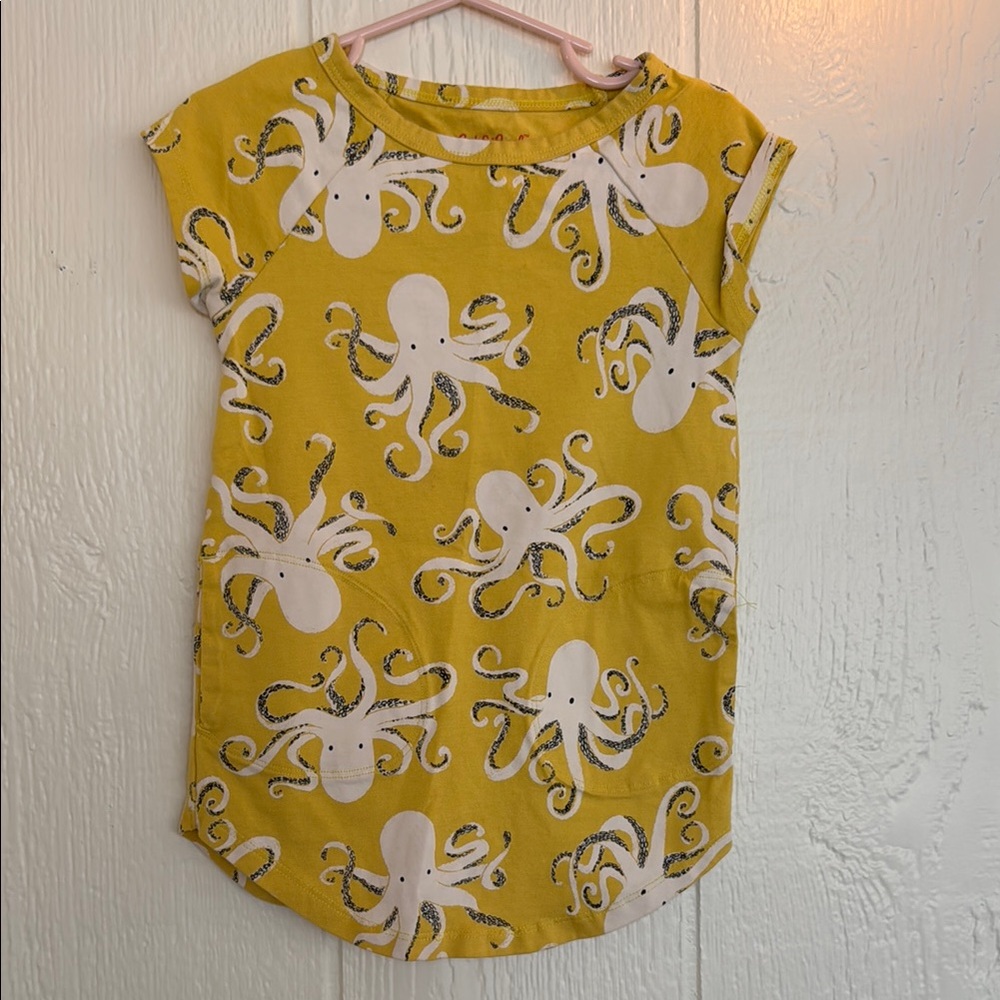 Cat & Jack Yellow and White Octopus Print Short Sleeve Toddler Girls Dress